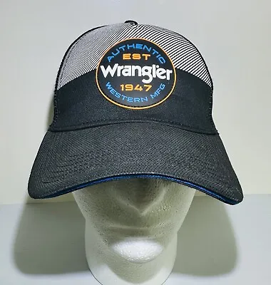 Wrangler Western MFG Snapback Hat Cap Mesh Back Farm Wear Black Adjustable VGC • $32.97