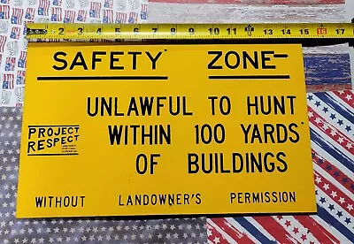 Vintage 1970's Wisconsin DNR No Hunting Safety Zone Sign 15 X 9 #1 • $79