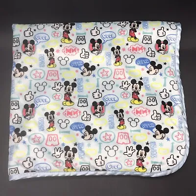 Disney Baby Blanket Mickey Mouse Super Cool Satin Trim Sherpa Blue • $24.99
