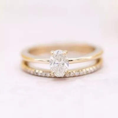 Marquise Cut Moissanite Women's Wedding Bridal Ring Set 14K Yellow Gold Finish • $115.49