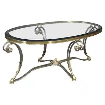 Hollywood Regency Maison Jansen Style Beveled Glass Top Coffee Table Midcentury • $1895