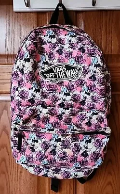 Vans “Off The Wall” Minnie Mouse Disney Floral Backpack PINK ROSES Book Bag • $23.74