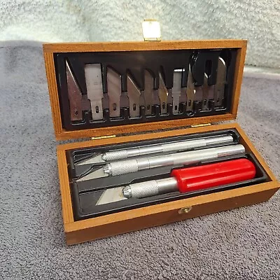 Vintage X-acto Deluxe Carving Set In Wooden Box • $10.99