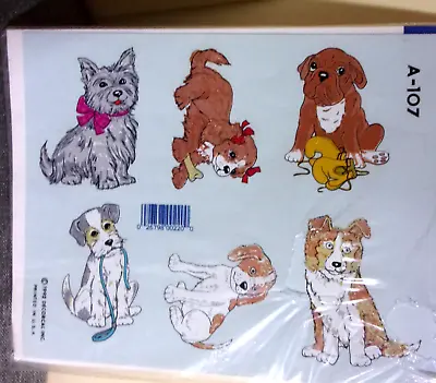 Cute 1992 Vintage Handpainted Puppy Dog Decals Transfers By Decorcal • $4.99