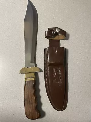 Big Vintage Pakistan Folding Hunting Dagger Knife W/ Sheath Wooden Handle 17.5  • $49.95