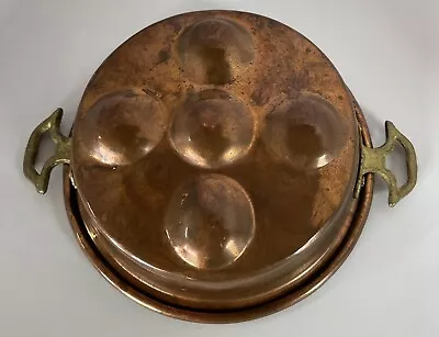 Vintage Five Egg Poacher Escargo Pan Copper Brass Handles • $34.98