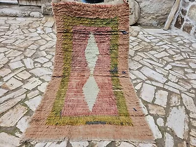 Antique Hand Knotted Turkish Karapınar Tülü Rug Vintage Anatolian Shaggy Rug • $323