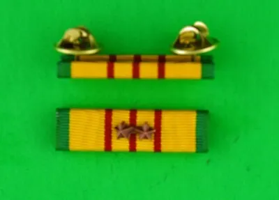 VIETNAM SERVICE MEDAL MOUNTED RIBBON BAR With 2 Bronze Campaign / Battle Stars • $6.48