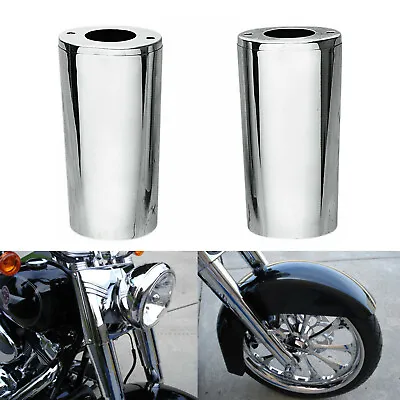 $51.98 • Buy Chrome Fork Slider Cover Cowbells For Harley Touring Road King Softail Fatboy