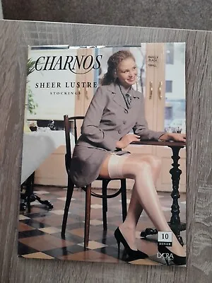 Ladies Charnos Barely Black Small Stockings. Sheer Lustre 10 Denier New • £3