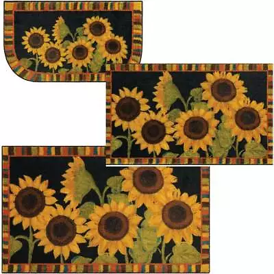 3 Piece Kitchen Rug Set Sunflower Print With Non-Skid Backing Carpet Flooring • $140.99