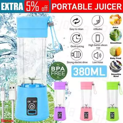 380ml Portable Usb Electric Fruit Juicer Smoothie Blender -Travel Bottle Shaker • $13.89