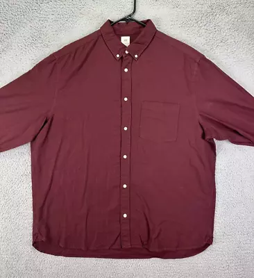 H&M Shirt Adult 2XL Maroon Button Down Long Sleeve 100% Cotton Casual Mens NEW • $19.47