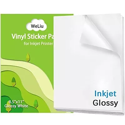 Printable Vinyl Sticker Paper For Inkjet Printer - Glossy White - 21 Waterpro... • $14.06