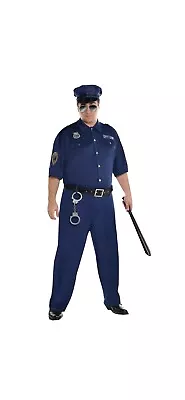 Adults Policeman Costume Halloween Fancy Dress Us Patrol Officer Cops Mens • £16.90