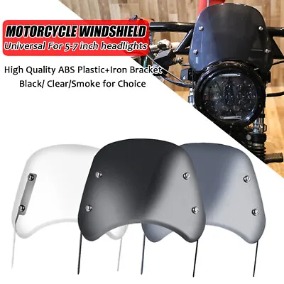 $19.99 • Buy Motorcycle 5-7  Round Headlight Windshield Windscreen Universal For Harley Honda