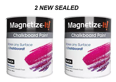 Magnetize-It! Chalkboard Paint (32 Oz) Black - LOT OF 2 NEW SEALED • $59.99