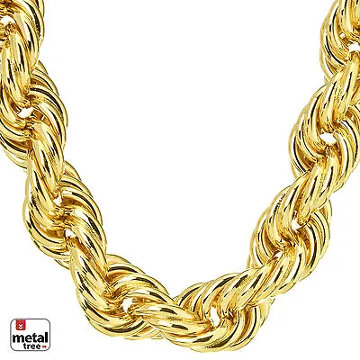 Hip Hop Men's Rapper 14K Gold Plated Hollow Chunky Rope Chain Necklace 14 Mm 30  • $35.99