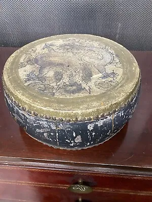 $248.88 • Buy Antique Oriental Chinese Hand Painted Tom Tom Drum Dragon & Rooster Signed WOW