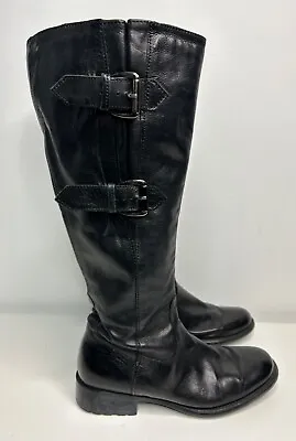 NEW CARA Black Leather Ladies Flat Knee Boots UK Size 3 • £34