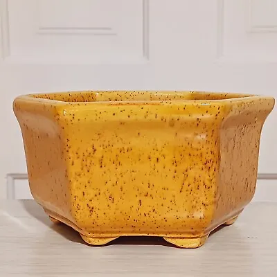 Vintage Haeger Pottery Mustard Yellow Speckled Hexagon • $14