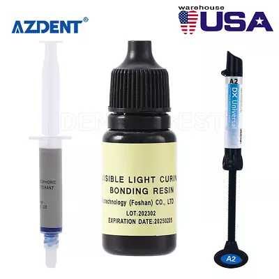 DENTEX Dental Light Cure Composite Resin A2 Shade/Etching Gel/Bonding Adhesive • $13.51