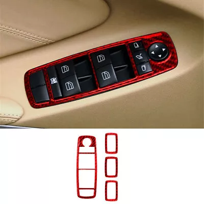 Red Carbon Fiber Window Control Button Cover Trim For Mercedes-Benz M-Class W164 • $13.60
