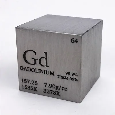 1 Inch 25.4mm Varnished Gadolinium Metal Cube 99.9% 129g Engraved Periodic Table • $235