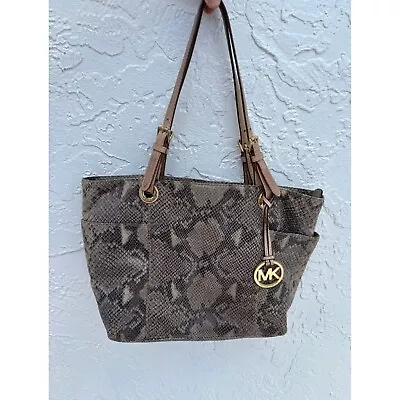 Michael Kors Womens Python Jet Exotic Travel Shoulder Bag Beige Size 15 X10  • $66