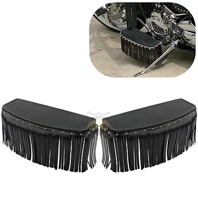 Motorcycle Leather Fringe Front Foot Peg Floorboard Covers For Harley Cafe Racer • $18.98