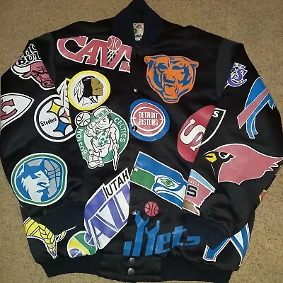 Vtg 80s-90s Nfl/nba Rubberized Print Varsity Fleece/polyester(super Rare) Mens L • $99.99