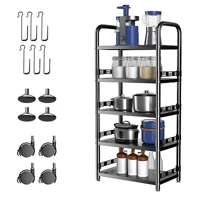 5tier Storage Trolley Cart On Wheels Kitchen Bathroom Laundry Metal Storage Rack • £31.49