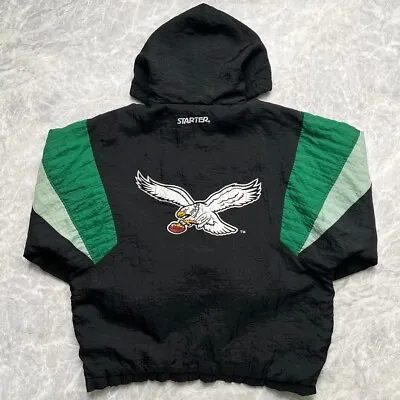 VTG 90s NFL PHILADELPHIA EAGLES STARTER PUFFER JACKET HOODIE QUILTED SIZE XL • $320