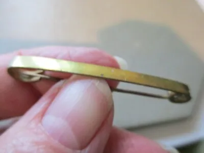 Antique Vintage Gold Tone Art Deco Plain Bar Brooch Pin Hook Clasp Old Retro Uk • £14.99