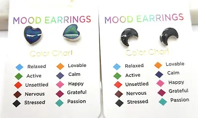 2 Pairs New Mood Stud  Earrings Children's Girls Women Pierced Changes Color • $3.99