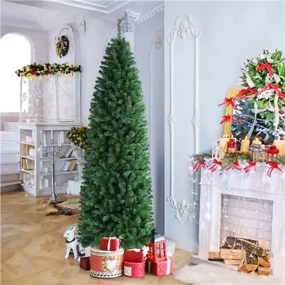 7.5Ft Unlit/Prelit Artificial Kingswood Fir Pencil Skinny Hinged Christmas Tree • $99.99