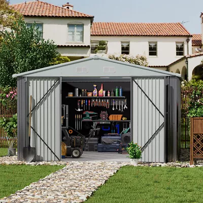 Outdoor Garden Galvanized Steel Apex Flat Garden Tool Storage Sheds Uk • £429.95