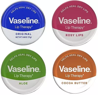 £10.95 • Buy 4 X VASELINE Lip Therapy 20g Tin -  Original/Aloe/Cocoa/Rosy