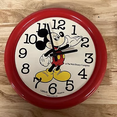 Vintage  Mickey Mouse Lorus Walt Disney Red Wall Clock 1987. Works • $18.95