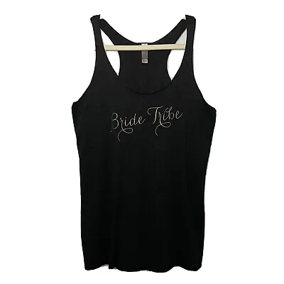 Next Level Women’s Bride Tribe Tank Top Gray Gold Graphic Bridesmaid Wedding Med • $7.99