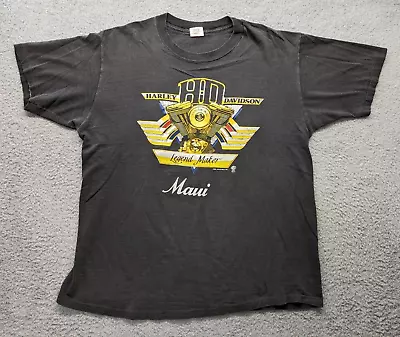 Vintage 1986 Harley Davidson T-shirt -Sz XL- Motorcycle Maui Hawaii • $29.99