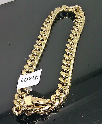 Men Real 10k Yellow Gold 7.2 Mm Miami Cuban Bracelet Box Lock 9 Inch • $663.31