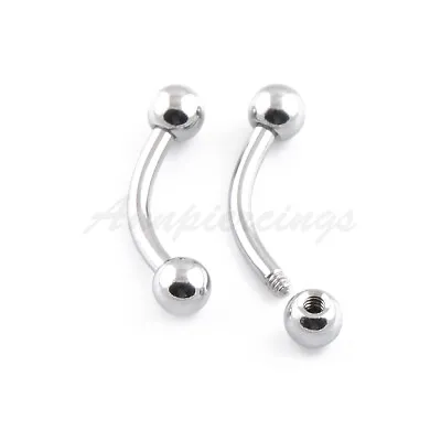$3.25 • Buy STAINLESS Solid STEEL CURVES BENT BARBELL RING With Balls Body Piercing Jewelry