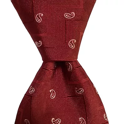 DANIEL MILANO Men's 100% Silk Necktie ITALY Designer PAISLEY Burgundy/Pink NWT • $69.99