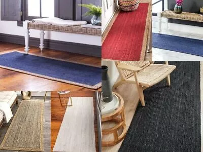 Runner Jute Rug  Rectangle Handmade Area Rug Floor Carpet / Mat In Rustic Look • $99.80