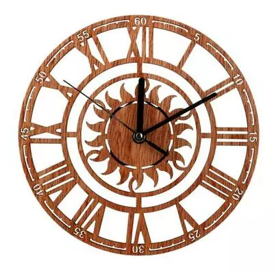 £8.81 • Buy Home Decorative Sun Shaped Wooden Wall Clock Battery Operated Clock For Home