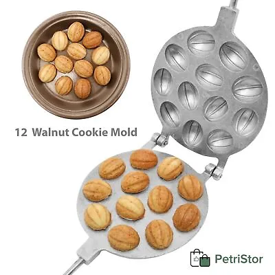 Walnut Cookie Mold Pastry Oreshki Nuts 12 Mold Skillet - USSR Maker 12 Wells • $39.99