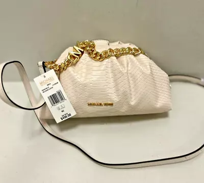 Michael Kors Nola Small Chain Clutch Crossbody Shoulder Bag Pouch In Light Cream • $115