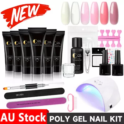 DIY Poly Gel Nail Kit Builder UV LED Nails Lamp Art Nail Extension Sticker Tool • $33.39