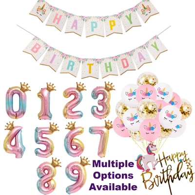 $15.99 • Buy Unicorn Birthday Balloons Unicorn Cake Topper Unicorn Party Supplies Decorations